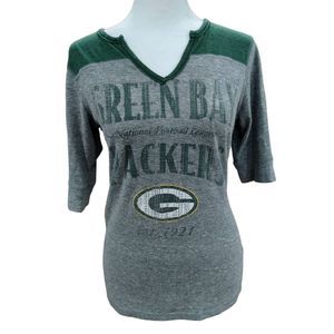 Women's NFL Green Bay Packers Quarter Length Sleeve Tee, Heather Grey, M